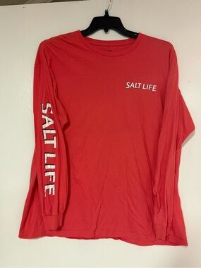 Salt Life Long Sleeve Tee in Red with White Logo